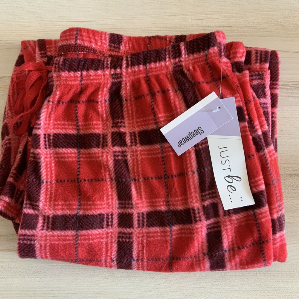 NWT!! Red Plaid Fleece Drawstring Pajama Pants Unisex Size 2X